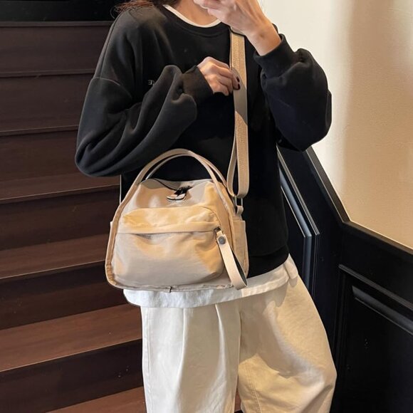 Spacious Nylon Satchel Bag - Lightweight and Stylish for Women on the Go - Picture 2 of 6